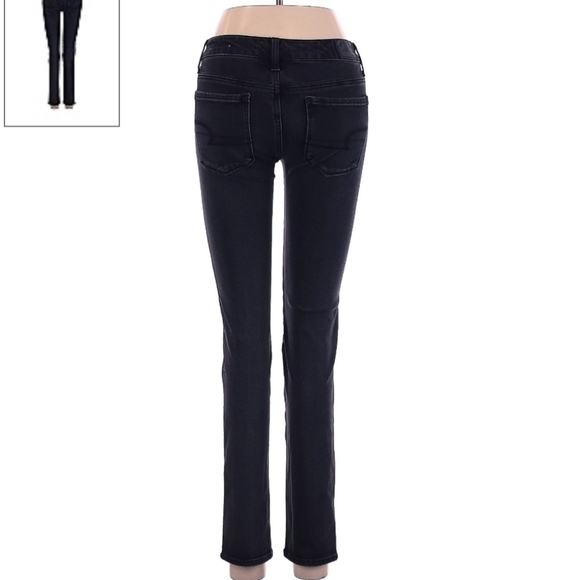 American Eagle AEO Black Skinny Jeans Super Stretch 4Times Women's 2 Fitted EUC - Picture 3 of 8
